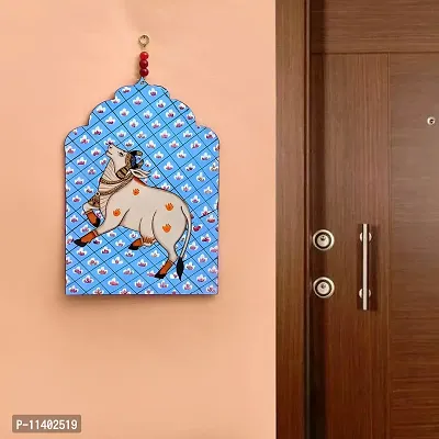 Craft Junction Wall Art Pure Handpainted Rajasthani Print Kamdhenu Cow Hanging Home Decorative Showpiece-8728