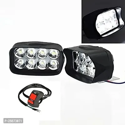 GTRIDE Imported 8 LED Waterproof Heavy Duty Fog Light Spot Beam With Handlebar Switch LED Car::Motorbike::Truck::Van Fog Lamp Universal For Bike Universal For Car