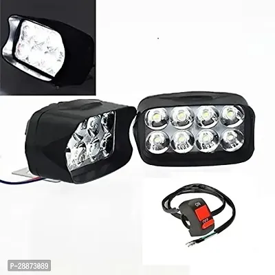 SPOTLIGHT Imported 8 LED Waterproof Heavy Duty Fog Light Spot Beam With Handlebar Switch LED Car::Motorbike::Truck::Van Fog Lamp Universal For Bike Universal For Car