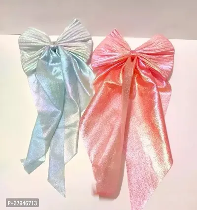 High Quality Premium Big Glittery Bow Clip For Girls And Women Pack Of 2 Clip