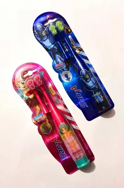 Kids Extra Soft Electric Toothbrush with Cartoon Print (Pack of 2)