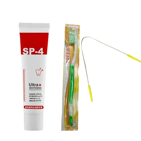 Sinjha Sp4 Ultra Whitening Toothpaste(30g)  With Tongue Cleaner  Brush