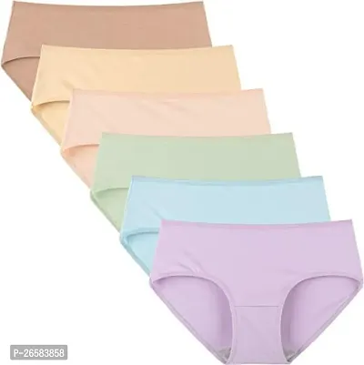 Classic Cotton Solid Hipster Briefs for Women Pack of 6