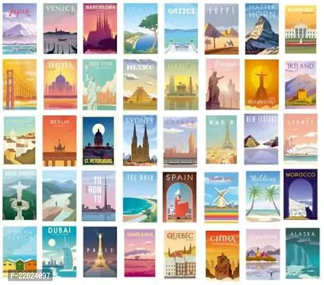 Vintage Travel City Posters Collage Kit For Wall