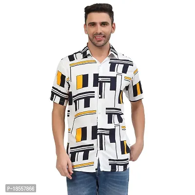 Stylish Fancy Rayon Regular Fit Printed Short Sleeves Casual Shirts For Men-thumb0