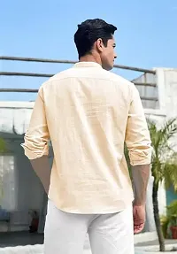 Reliable Beige Cotton Linen Solid Kurta For Men-thumb1