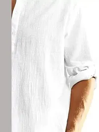 Reliable White Cotton Linen Solid Kurta For Men-thumb3