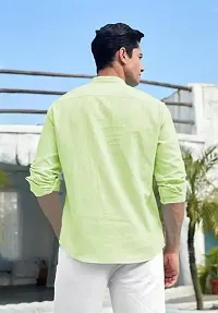 Reliable Green Cotton Linen Solid Kurta For Men-thumb1