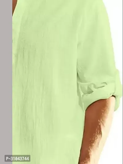 Reliable Green Cotton Linen Solid Kurta For Men-thumb4