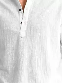 Reliable White Cotton Linen Solid Kurta For Men-thumb2