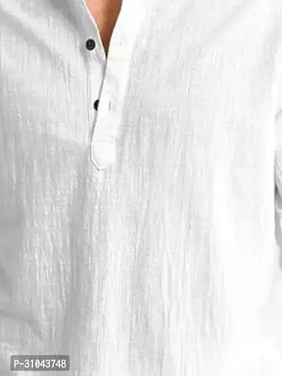 Reliable White Cotton Linen Solid Kurta For Men-thumb3