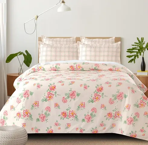 Printed Polycotton Double Bedsheet with 2 Pillow Cover