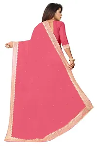 Nailed SONI ENTERPRISE Women's Pure Georgette Moti Work Saree with Unstitched Blouse Piece (GAJARI-thumb1