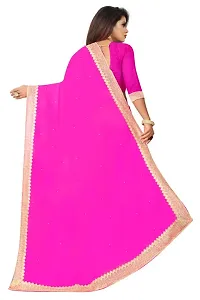 Nailed SONI ENTERPRISE Women's Pure Georgette Moti Work Saree with Unstitched Blouse Piece (PINK-thumb1