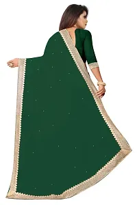 Nailed SONI ENTERPRISE Women's Pure Georgette Moti Work Saree with Unstitched Blouse Piece (GREEN-thumb1