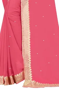 Nailed SONI ENTERPRISE Women's Pure Georgette Moti Work Saree with Unstitched Blouse Piece (GAJARI-thumb2