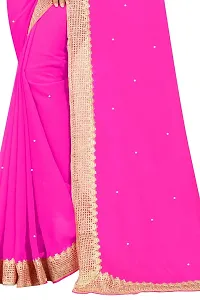 Nailed SONI ENTERPRISE Women's Pure Georgette Moti Work Saree with Unstitched Blouse Piece (PINK-thumb2