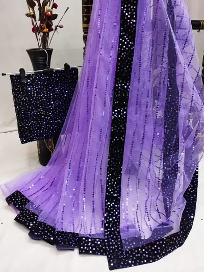 Glamorous Net Saree with Blouse piece 