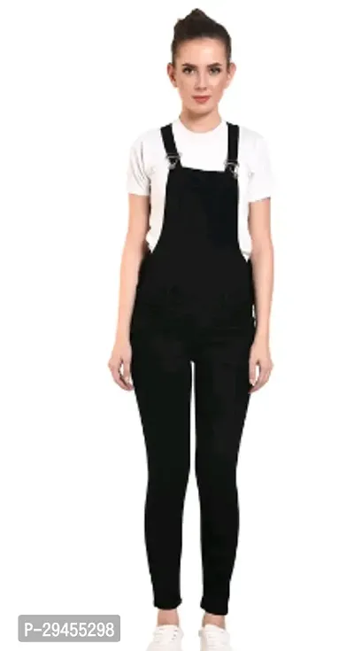 Stylish Black Denim  Dungarees For Women