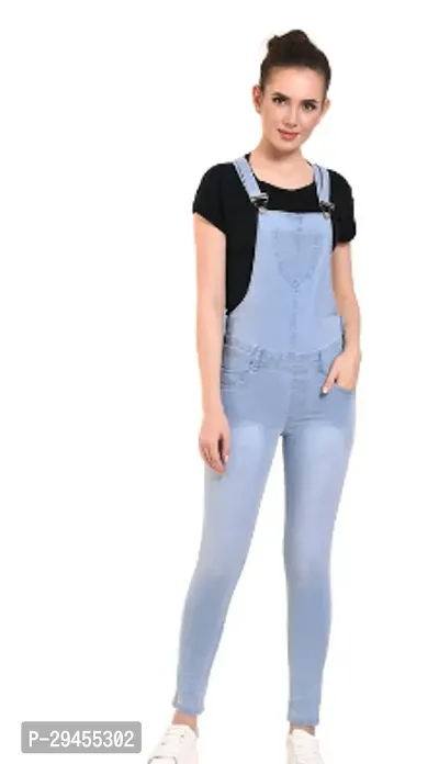 Stylish Blue Denim  Dungarees For Women-thumb0