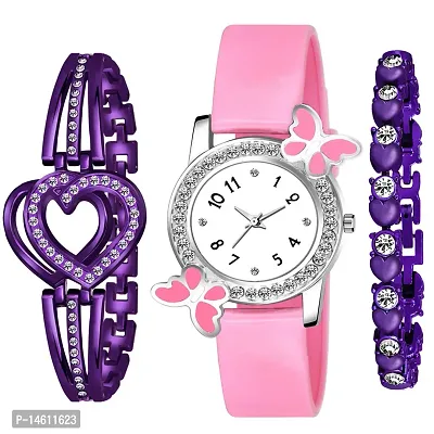 Stylish Analog Watch and Bracelet Combo Pack Of 3