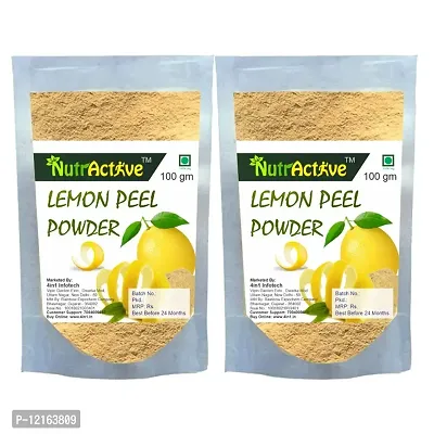 NutrActive Lemon Peel Powder 200gm| Nimbu Chika Powder| Citrus limon| For Dead Skin Cells| Dandruff Pack 2