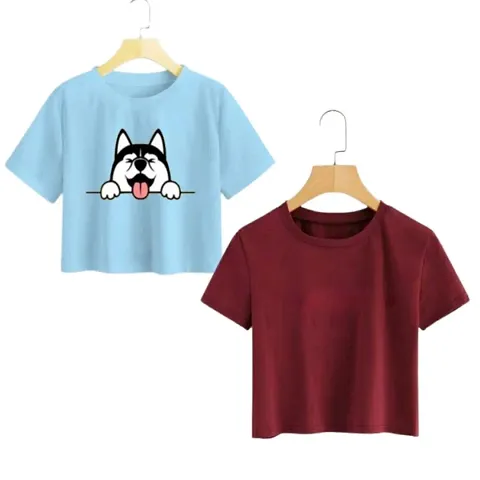 Casual Regular Half Sleeves Crop Top for Girls