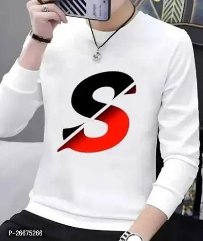 Comfortable White Polyester Printed Round Neck Tees For Men-thumb0