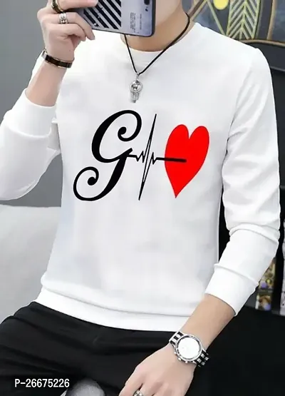 Comfortable White Polyester Printed Round Neck Tees For Men-thumb0