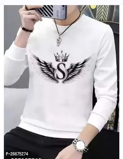 Comfortable White Polyester Printed Round Neck Tees For Men-thumb0