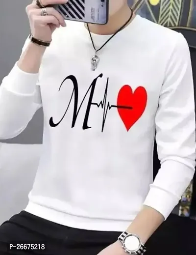 Comfortable White Polyester Printed Round Neck Tees For Men-thumb0