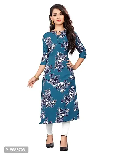 Ms Vhck Enterprise Women For Stylish Latest Printed Crepe A-Line Kurti Kurtis Kurta Grey,White