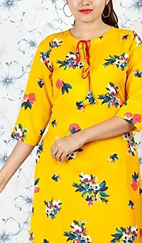 Stylish Yellow American Crepe Stitched Kurta For Women-thumb2