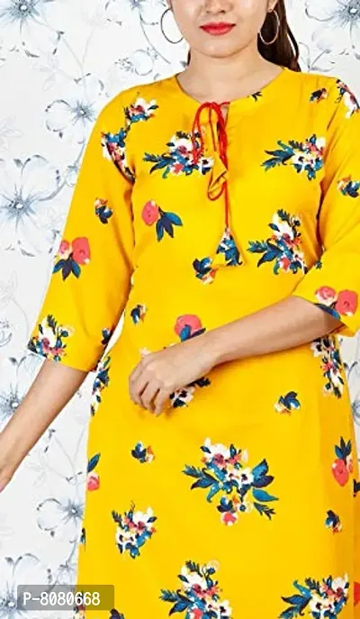 Stylish Yellow American Crepe Stitched Kurta For Women-thumb3