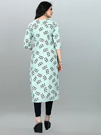 Ms Vhck Enterprise Women Printed Straight Flower Design Kurti Kurta Light Green-thumb1