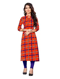 Stylish Red Crepe Stitched Kurta For Women-thumb1