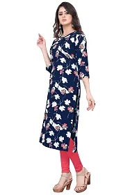 Stylish Navy Blue American Crepe Stitched Kurta For Women-thumb3