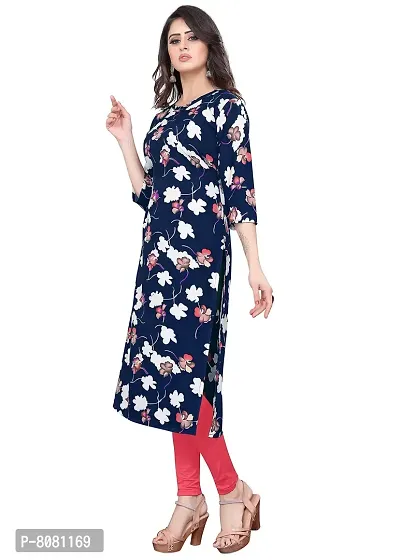 Stylish Navy Blue American Crepe Stitched Kurta For Women-thumb4