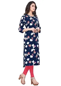 MS VHCK ENTERPRISE Women Crepe Fabric Flower Printed Knee Length 3/4 Sleeve Kurti Blue-thumb1