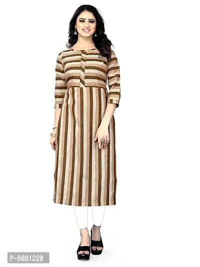 Stylish Brown Cotton Kurtas For Women-thumb0