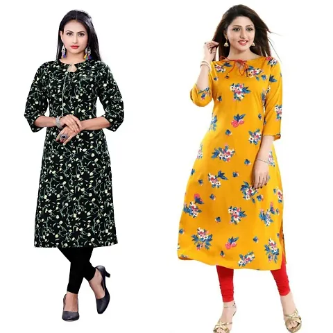 Ms Vhck Enterprise Women For Stylish Latest Crepe A-Line Kurti Kurtis Kurta