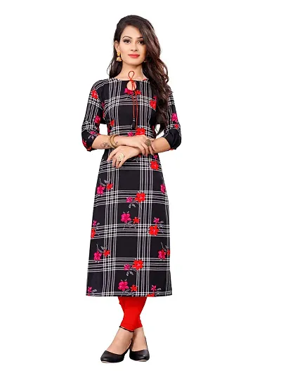 Trendy Crepe A-Line Floral Printed Kurti