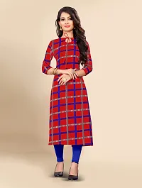 Ms Vhck Enterprise Women For Stylish Latest Printed Crepe A-Line Kurti Kurtis Kurta Red,Blue-thumb3