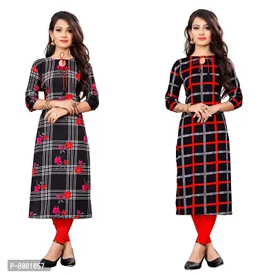 Ms Vhck Enterprise Women For Stylish Latest Printed Crepe A-Line Kurti Kurtis Kurta