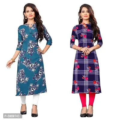 Ms Vhck Enterprise Women For Stylish Latest Printed Crepe A-Line Kurti Kurtis Kurta