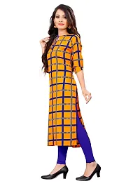 Ms Vhck Enterprise Women For Stylish Latest Printed Crepe A-Line Kurti Kurtis Kurta Yellow-thumb1