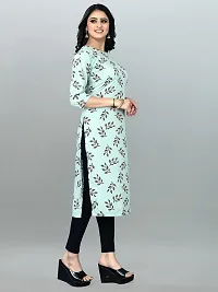 Ms Vhck Enterprise Women Printed Straight Flower Design Kurti Kurta Light Green-thumb3