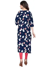 MS VHCK ENTERPRISE Women Crepe Fabric Flower Printed Knee Length 3/4 Sleeve Kurti Blue-thumb2