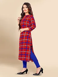 Ms Vhck Enterprise Women For Stylish Latest Printed Crepe A-Line Kurti Kurtis Kurta Red,Blue-thumb4