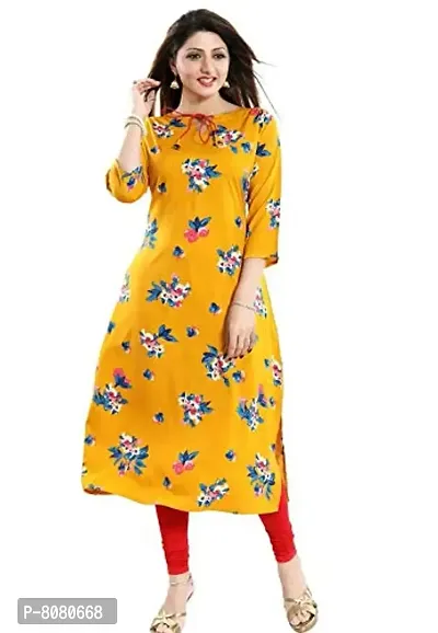 Stylish Yellow American Crepe Stitched Kurta For Women-thumb0